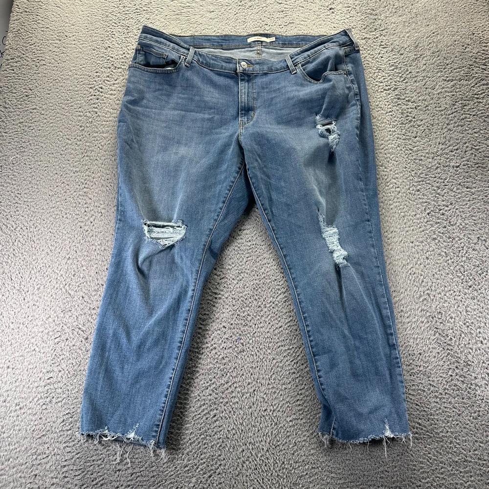 Levi's 711 Jeans Womens 26W Blue Denim Skinny Distressed Stretch Faded Workwear‎